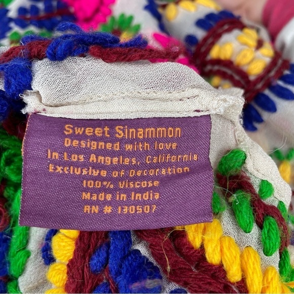 Sweet Sinammon Multicolor Floral Paisley Yarn Embroidered Blouse Top Small - Picture 6 of 11